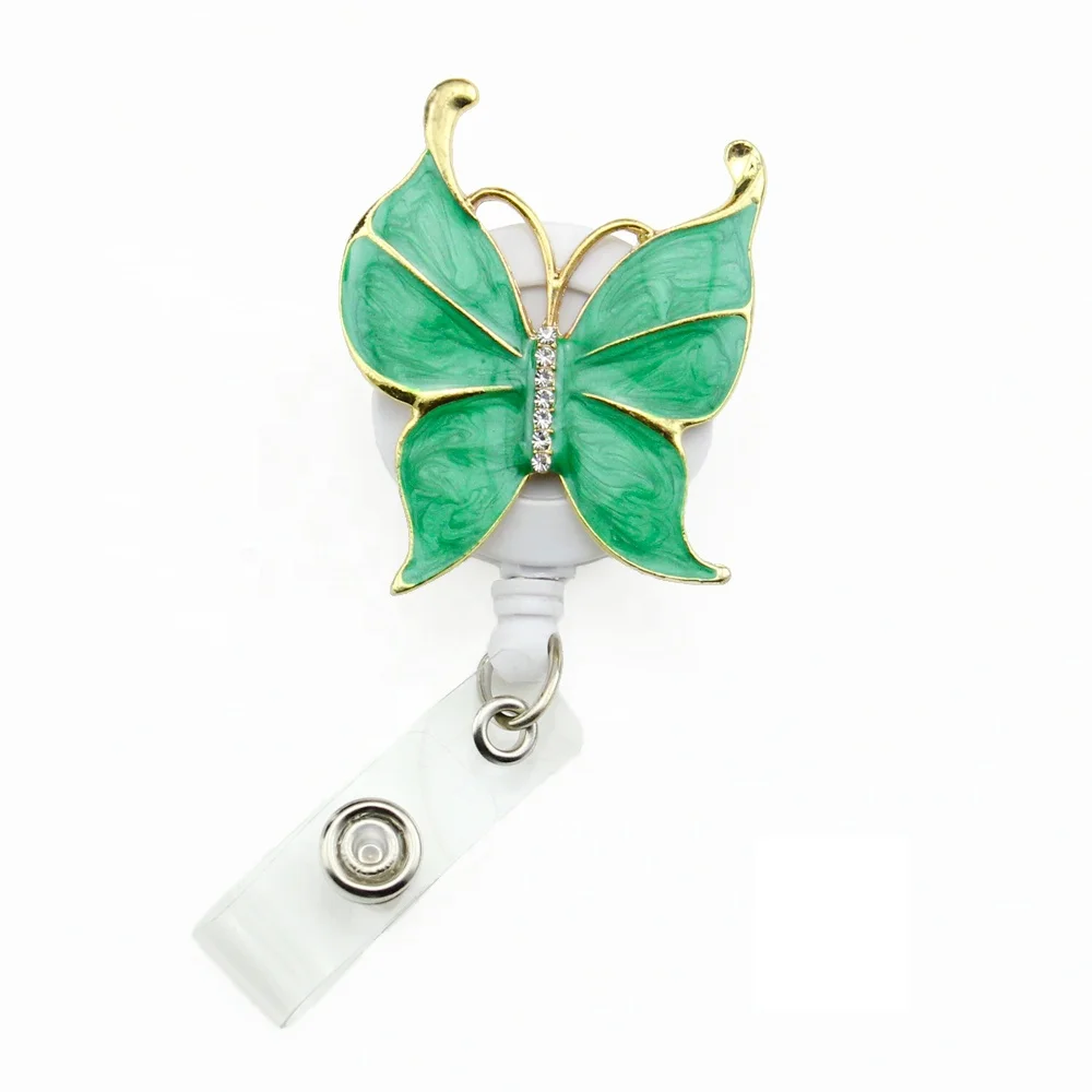 

Enamel Retractable Animal Butterfly Teacher Office ID Badge Holder Pull Reels