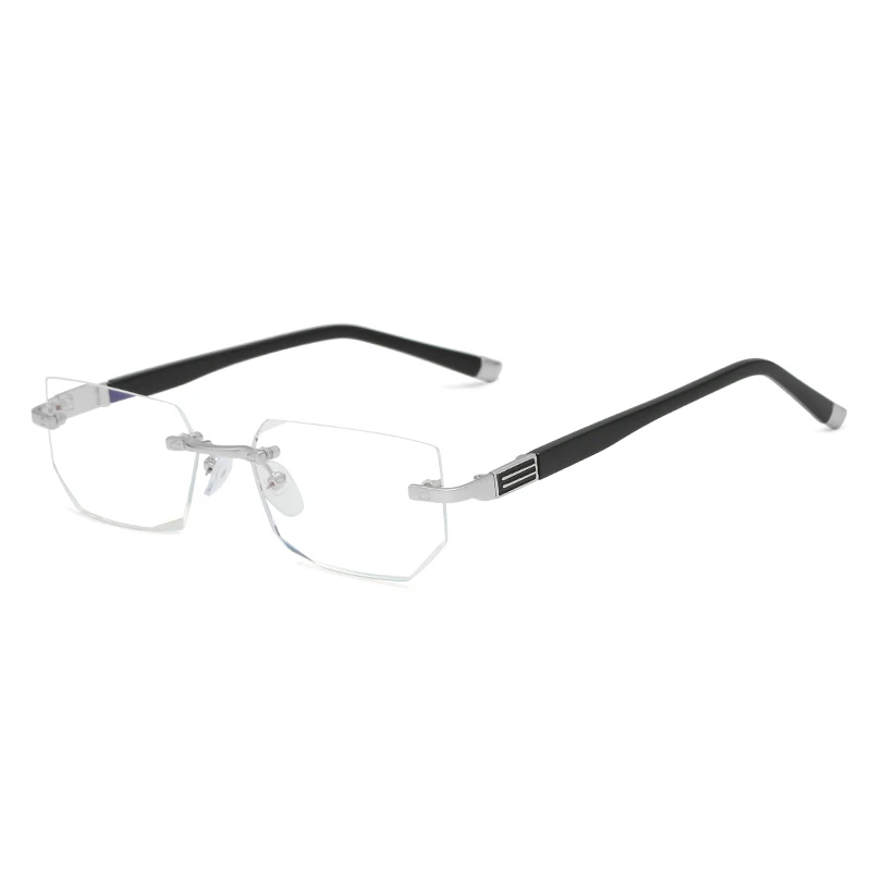 
CJ8718 latest luxury gentlemen frameless blue light blocking resin lens presbyopia reading glasses 2020 