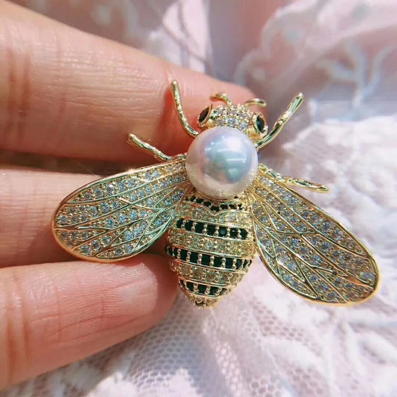 

Wholesale lovely bee pearl brooch high grade girlfriend boyfriend gift Clothing Accessories brooch, As picture