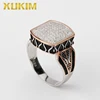 XMR179 Xukim Zircon Stone Pave Setting Gold Plated 316L Stainless Steel Rings Jewelry