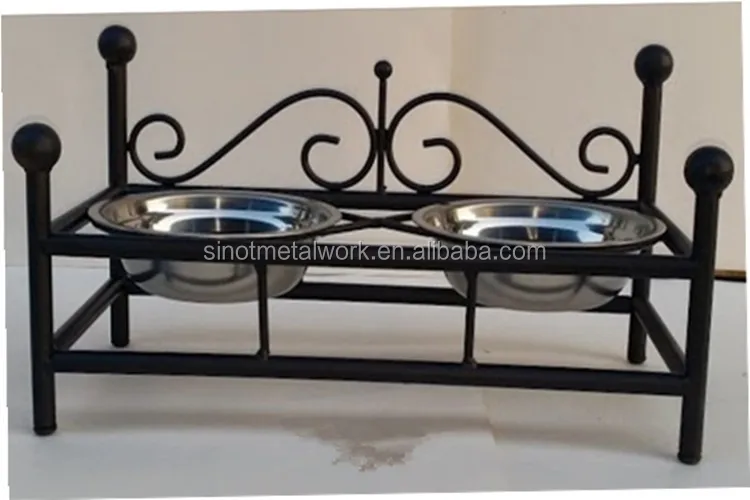 Tall Wrought Iron Single Dog Food Stand Custom Single Elevated Dog Bowl