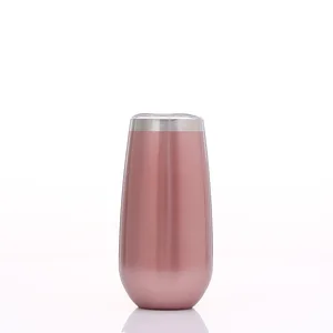 Image of 6OZ Color Classic Wine Tumbler Insulated Flute Stainless Steel Stemless Champagne Glass