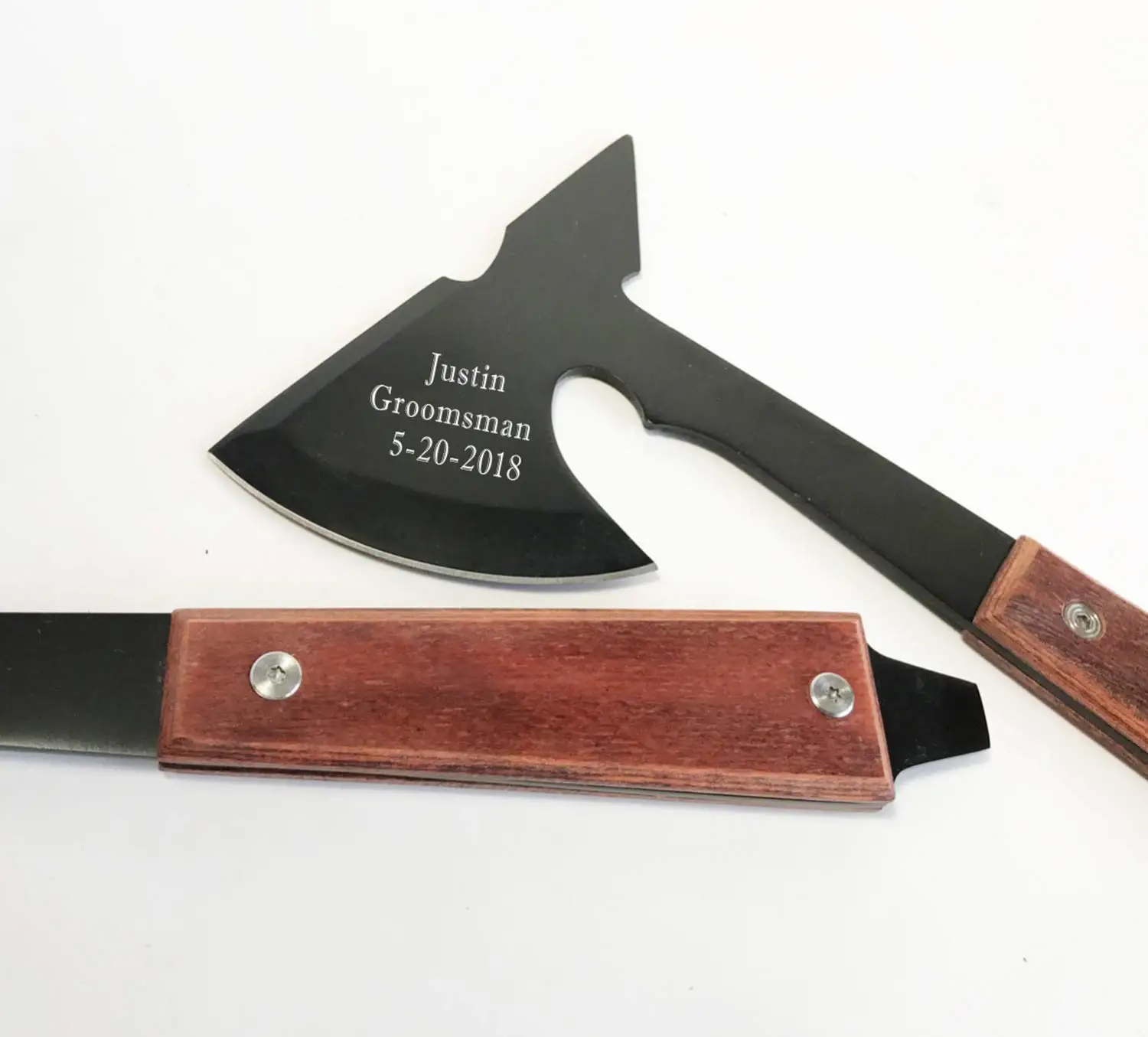 Groomsmen Gifts-Personalized Engraved Custom Axes for Men Set of 9 Personalized Hatchet Axes Groomsman for him With Rosewood Handle