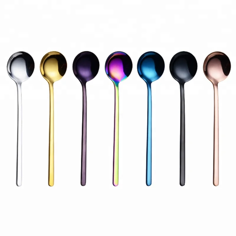 

Personality Stainless Steel 304 Titanium Plating PVD Coffee Stirring Dessert Taste Spoon For Party Wedding, Colorful;rose gold;purple;gold;blue;black;sliver