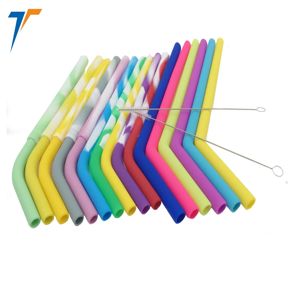 

reusable flexible longer straight stainless steel cleaning brush silicone drinking straws for hot drinks, Custom color