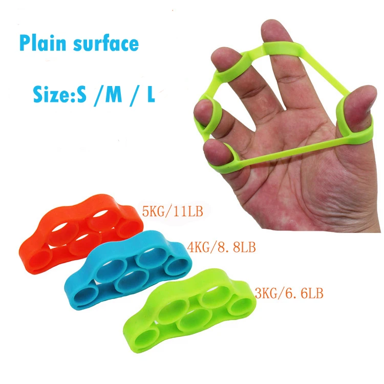 

Plain surface finger strength stretcher, Silicone finger resistance bands, 4 type blues;grey;orange;green black