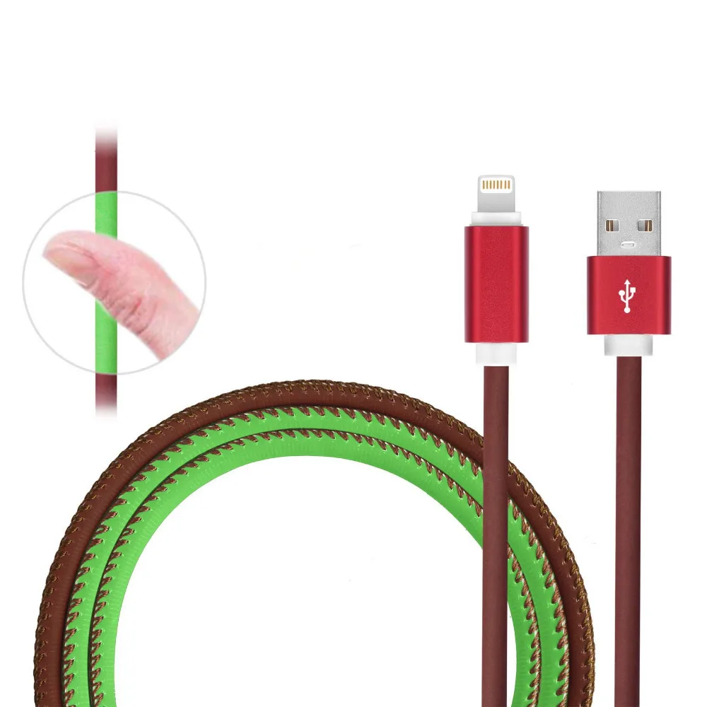PU leather color changing style cable thermal induction usb cable for iphone - ANKUX.COM