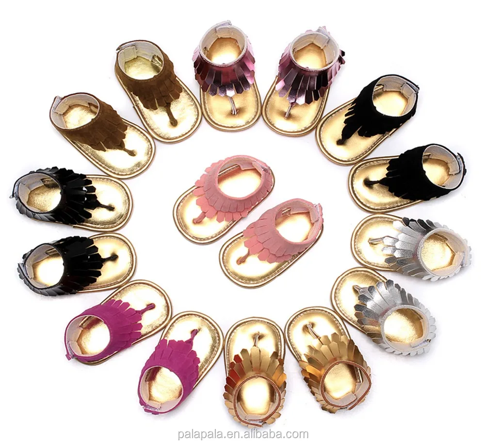 
50 colors Summer Baby Leather flip flop Rubber Sole Baby Girls Sandals 