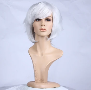 Queena Heat Resistant Synthetic Animation Cos Wig Short Silver