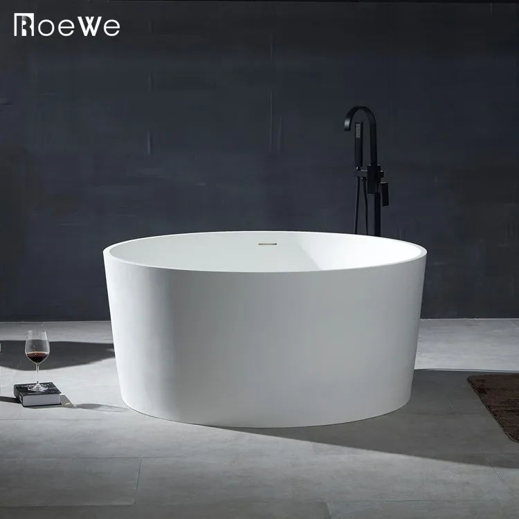 Bathroom Design Artificial Marble Stand Alone Bathtubs,Round Soaking