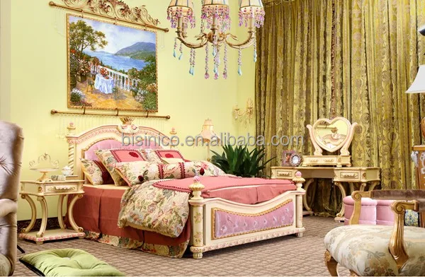 Victoria estilo niños cama de madera tallada, elegante rosa y ...