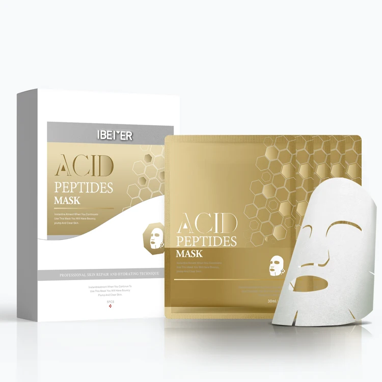 

Ibeier Updated packaging support Logo facial whitening for Acid Peptide repair mask, Gold