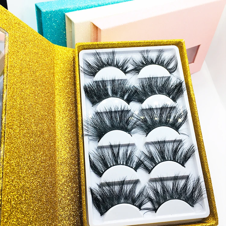 Custom Logo 5pairs Eyelash Book Mixed lash styles 25mm 3D Mink Lashes with Packaging Box Custom Logo 5pairs Eyelash Book Mixed lash styles 25mm 3D Mink Lashes with Packaging Box