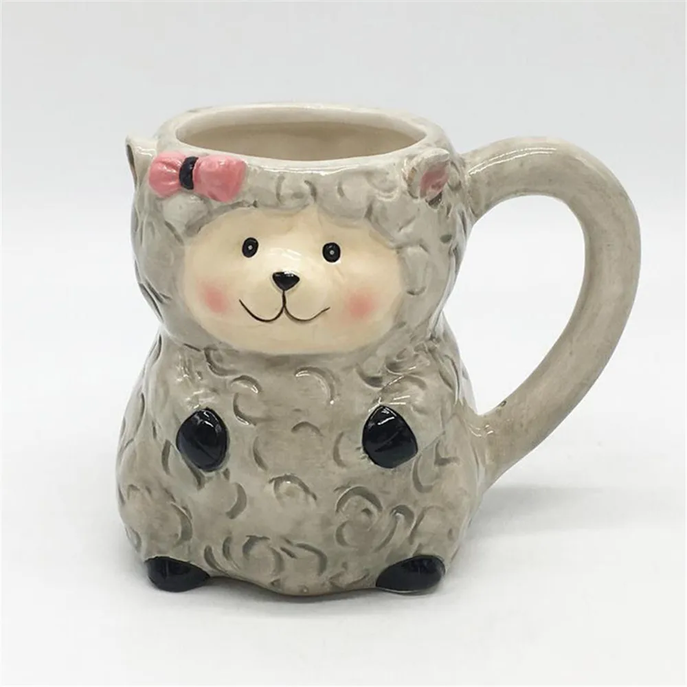 Lucu Kartun Llama Bentuk Cangkir Kopi Keramik Kustom 3d Hewan Mug
