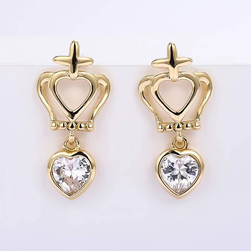 

Lateefah 2019 New Alloy Crown Heart Earrings Zircon Earrings for Women Gifts