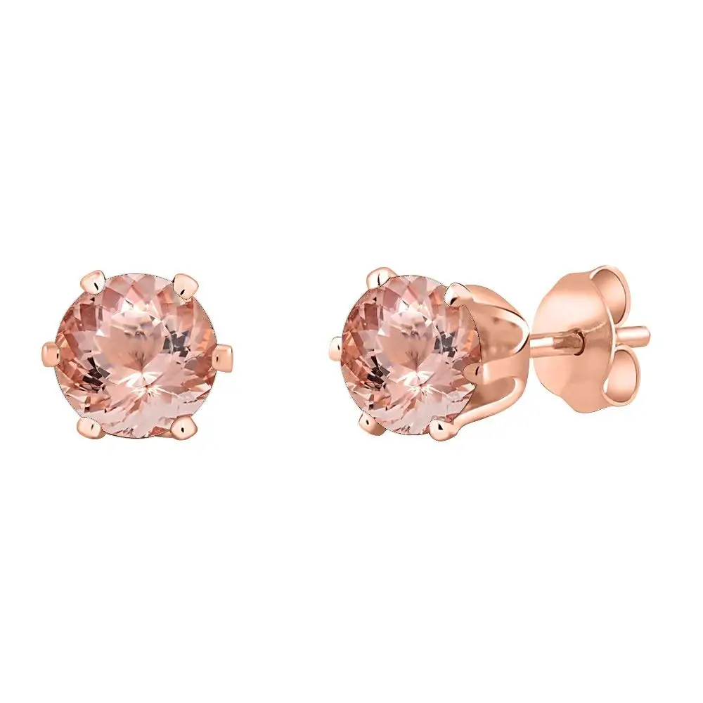 tusakha 6 Prongs Solitaire 6mm Round Cut Created Pink Ruby Stud Earrings For Womens /& Girls