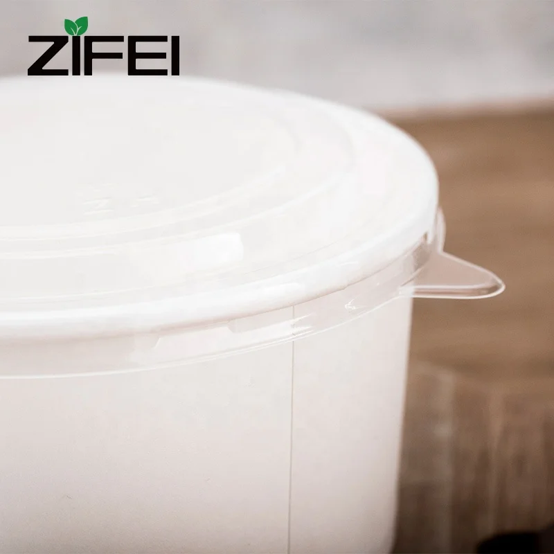 
Disposable kraft white paper bowl for salad and hot soup and rice bowl 