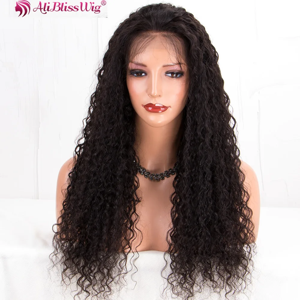 

AliBlissWig Supply 22 Inch Long Curly Virgin Real Human Hair Lace Front Wig with Natural Hairline, N/a
