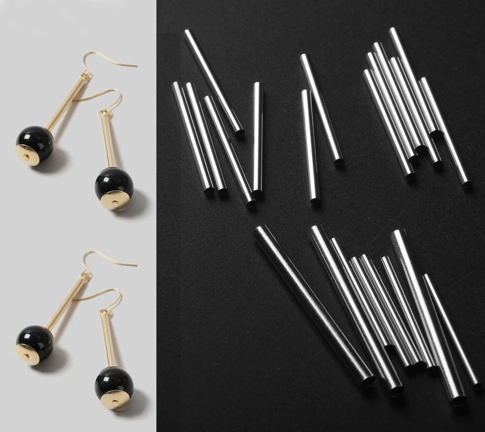 20pcs 10 15 20mm 316 Stainless Steel Earring Hooks Bar Tube Stud Earrings  Ear Wires Connector DIY Jewelry Making Findings