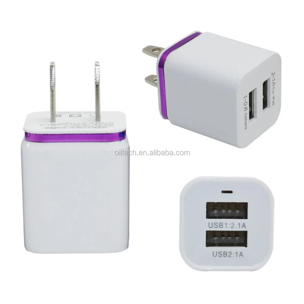 For Iphone Dual USB Wall Charger Full 5V 2.1A 1A Travel Adapter US EU plug AC Power Adapter 2 port Colorful Wall Charger