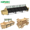 supermarket store display metal wooden fruit and vegetable stand rack and gondola shelf for sale