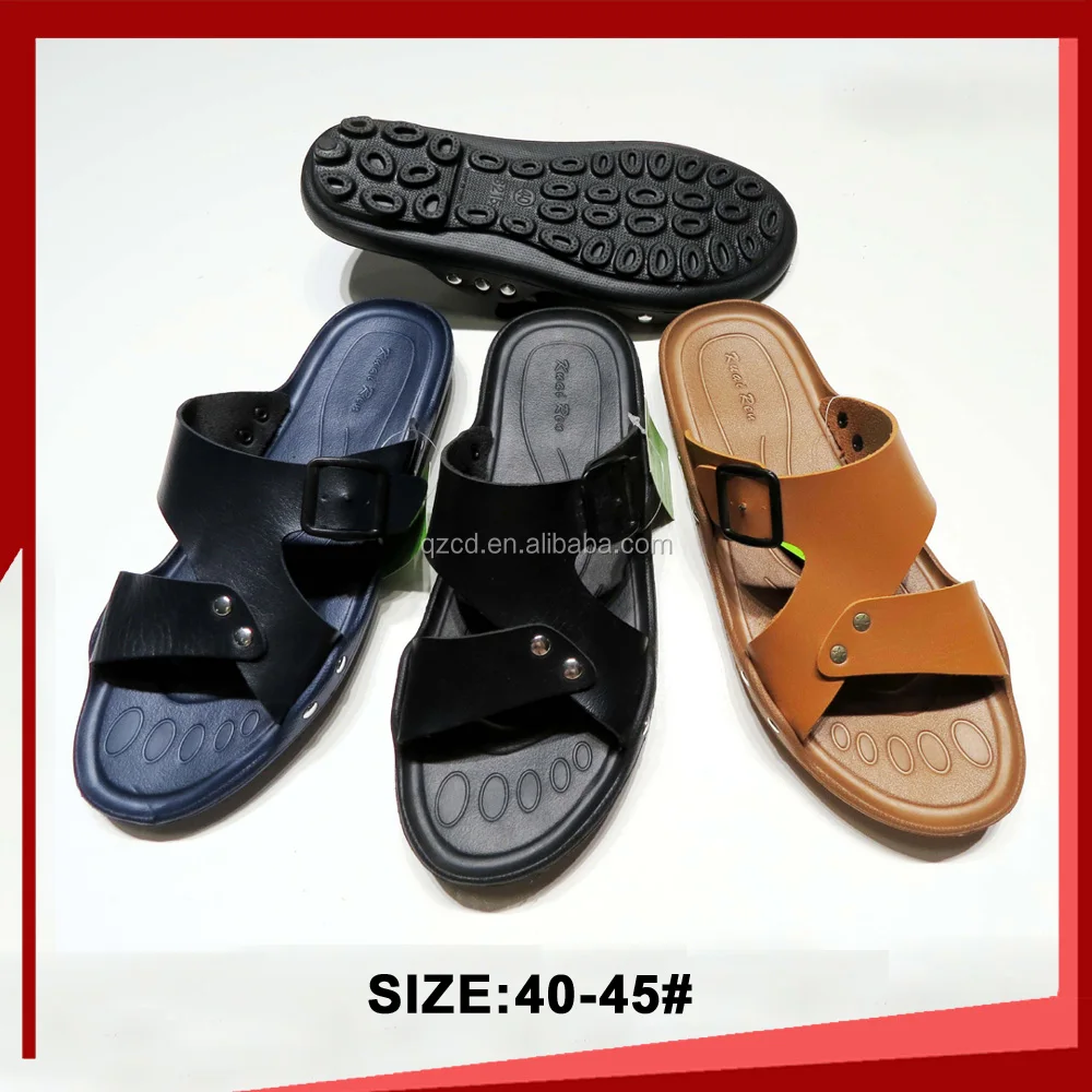 adjustable men's leather sandals with EVA outsole Leathre slippers for man