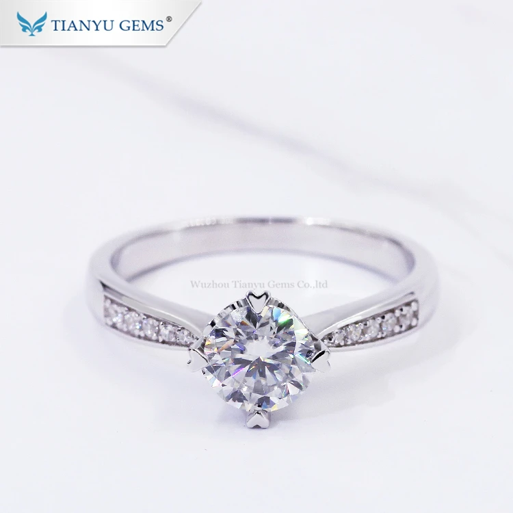 

tianyu gems half eternity jewelry 925 Sterling silver gold plated moissanite diamond ring for ladies