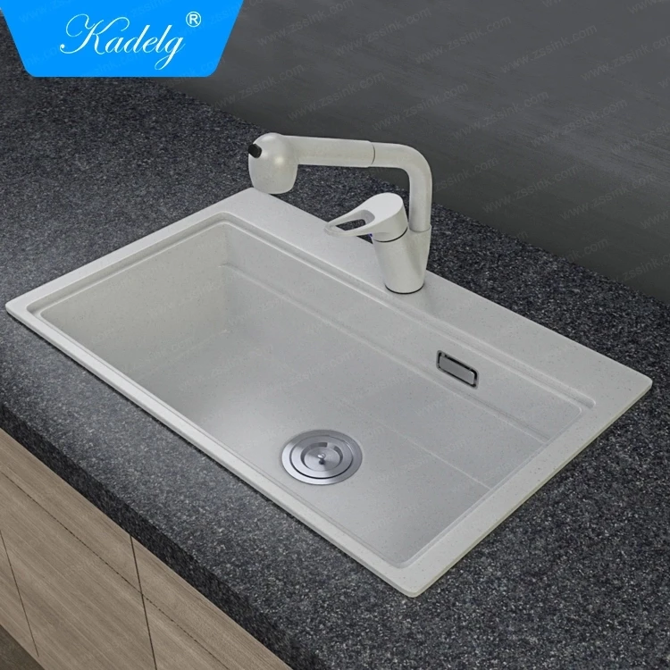 Modern Single Bowl Undermount Rectangular Granite Black Kitchen Sink