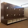 Canna 4 Tiers Mixed Colors Grey All 12mm Thickness HPL Locker Connected with Shoe Racks Storage for Gym Centers