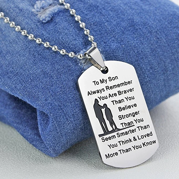 AISHOW Nunca olvide a mi hijo hija perro etiqueta de la madre hombres mujeres militar cadena de aire fuerza colgante collar inspirador cumpleaños graduación joyería regalo 