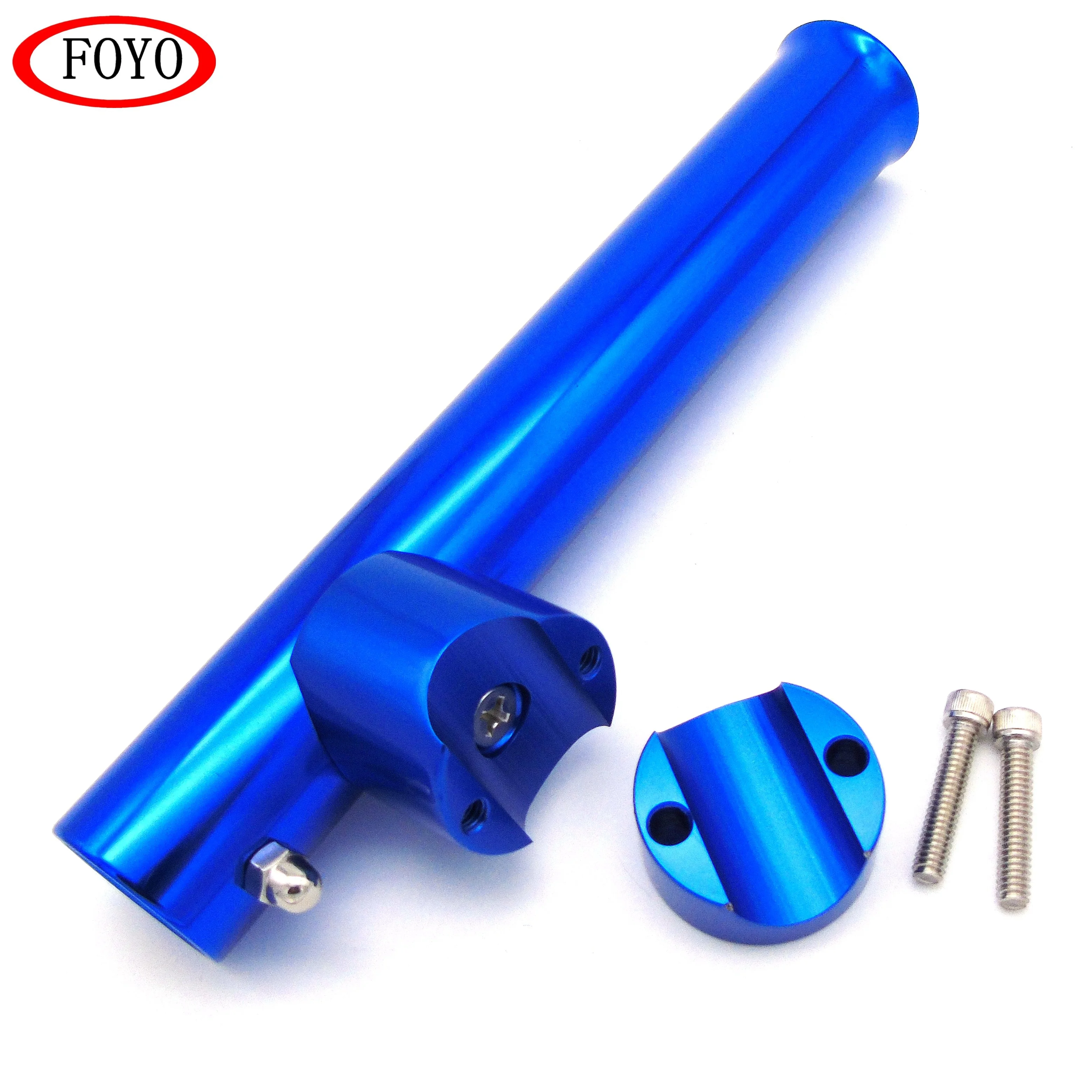 Blue Colored Anodised Aluminium Polished Clamp On Rod Holder For Marine