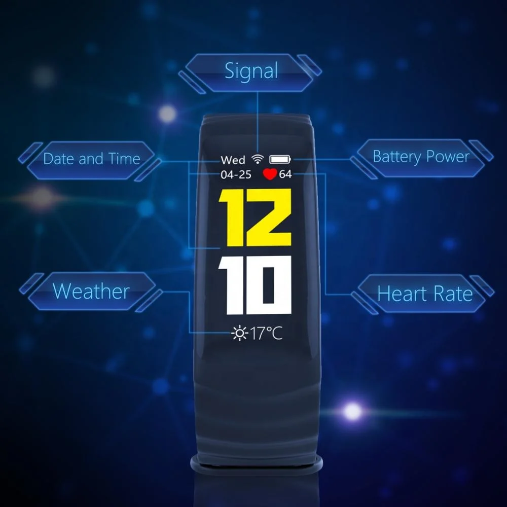 

Heart Rate Monitor IP67 Smart Bracelet Smart Band Wristwatch for iOS Android Cell Phone, Blk