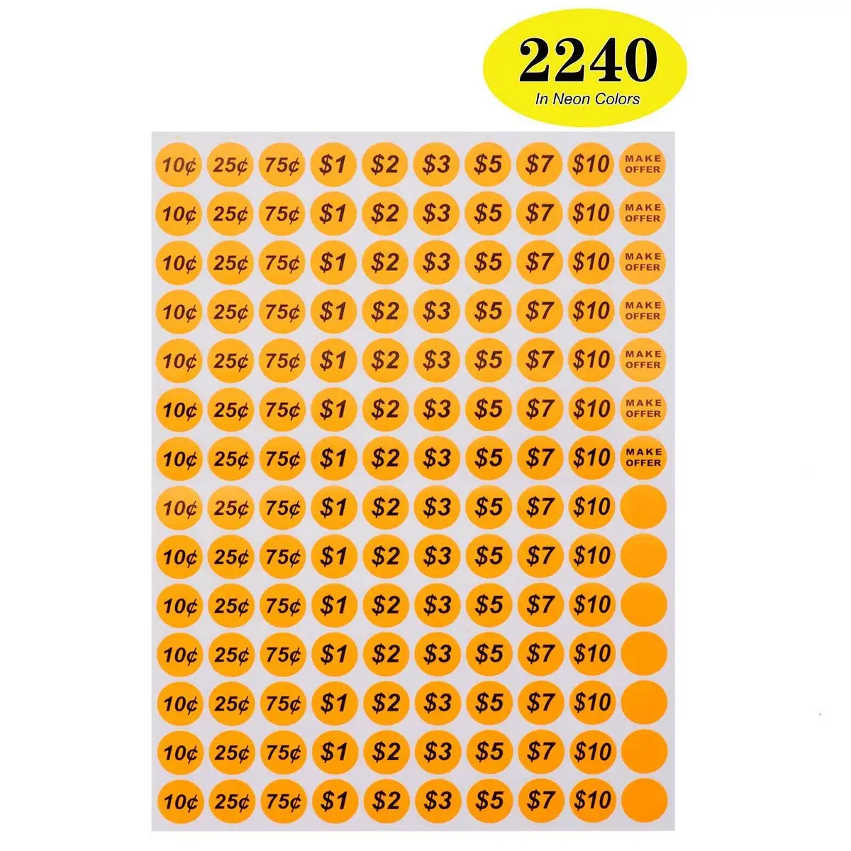 pre printed price stickers