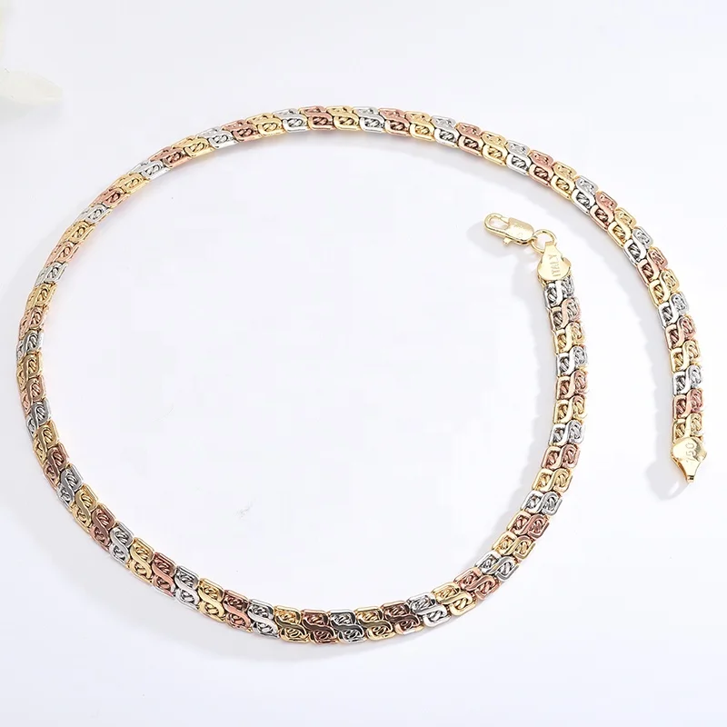 

C10244 Hot Sale Simply Stylish Jewelry 18 Inches Golden Cuprum 7mm Gold Necklace