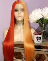 

Rainbow Virgin Hair Colorful Half Orange Half Yellow Full Lace Wig Straight Brazilian Human Hair wig