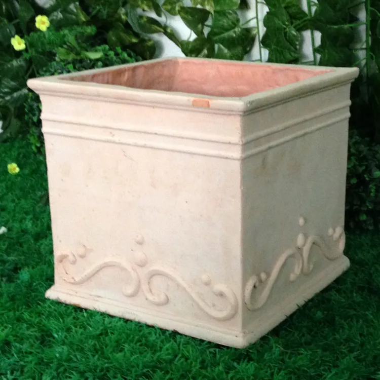 Terracotta Rectangular Fiberglass Planter Clay Flower Pot Planter