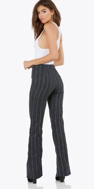 women wide leg pant high waist zipper front pants 100% cotton
