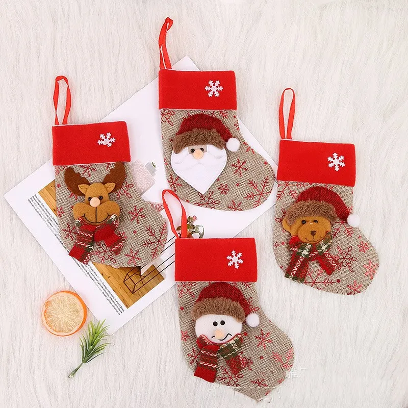 

Christmas Home Decoration Small Santa Elk Snowman Christmas Socks Gift Bag, Customized color