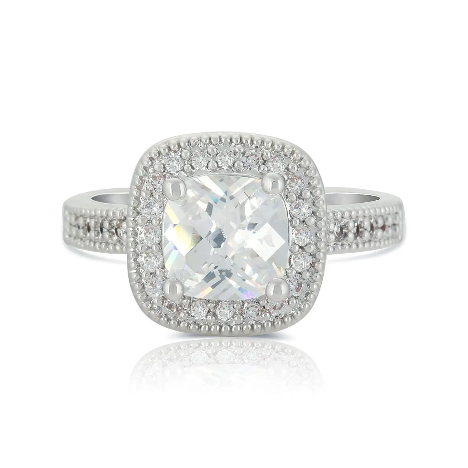 Top Wedding Ring Styles Find Deals On Get Quotations Jankuo Jewelry Rhodium Plated Cushion Cut Cubic Zirconia Halo Vintage Styles Bridal Wedding Engagement Ring