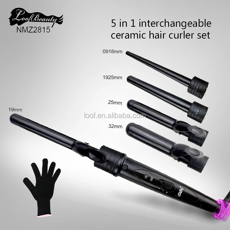 Interchangeable 5 In 1 Curling Iron Magic Lcd Hair Curler Sets