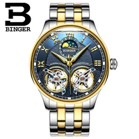 

BINGER 8606B S New Mechanical Men Watches Luxury Brand Skeleton Wrist Sapphire Waterproof Watch Men Clock Male reloj hombre