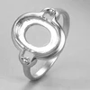 Sterling silver oval shaped semi mount finger ring setting for gemstone