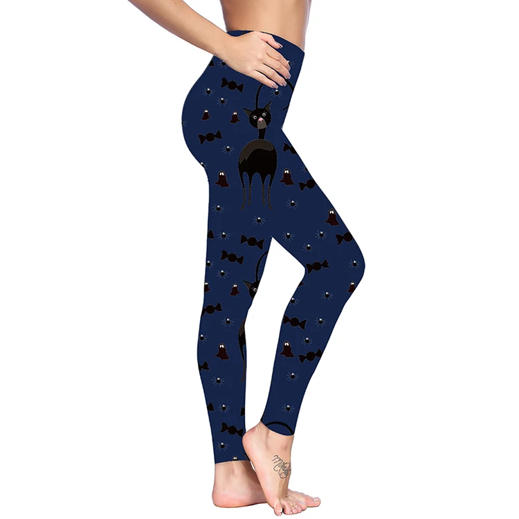 

Latest Design Women Animal Halloween Print High Waist Super Soft Brushed Leggings, As show
