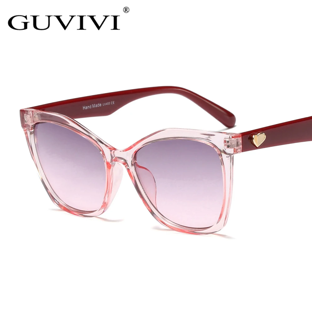 

GUVIVI Cat eyes Plastic Hand polished Sunglasses in bulk OEM sunglasses logo Women fashion sunglasses, Pink;rose gold;red;blue;green