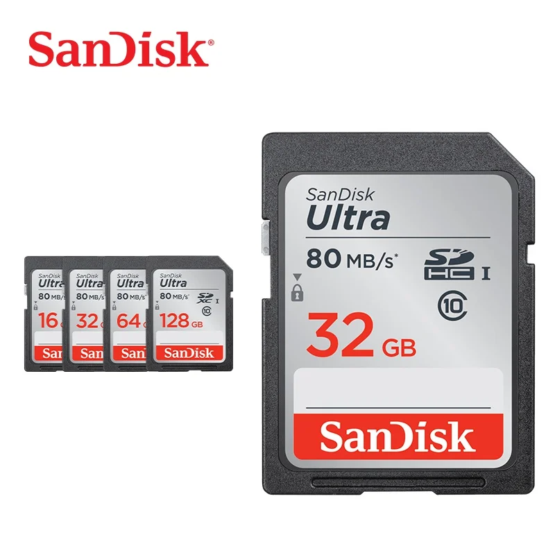 SanDisk SD Card Ultra Max 80MB/s Reading Speed 64GB 128GB 16GB 32GB class 10 memory card Sandisk flash card for Camera video