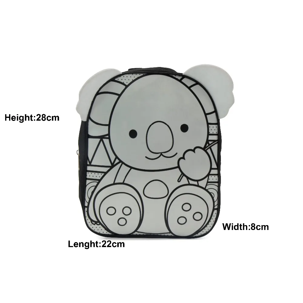 

educational toys Diy coloring bag wtih 5 pen wholesale animal koala style kids custom drawing bag, Black&white