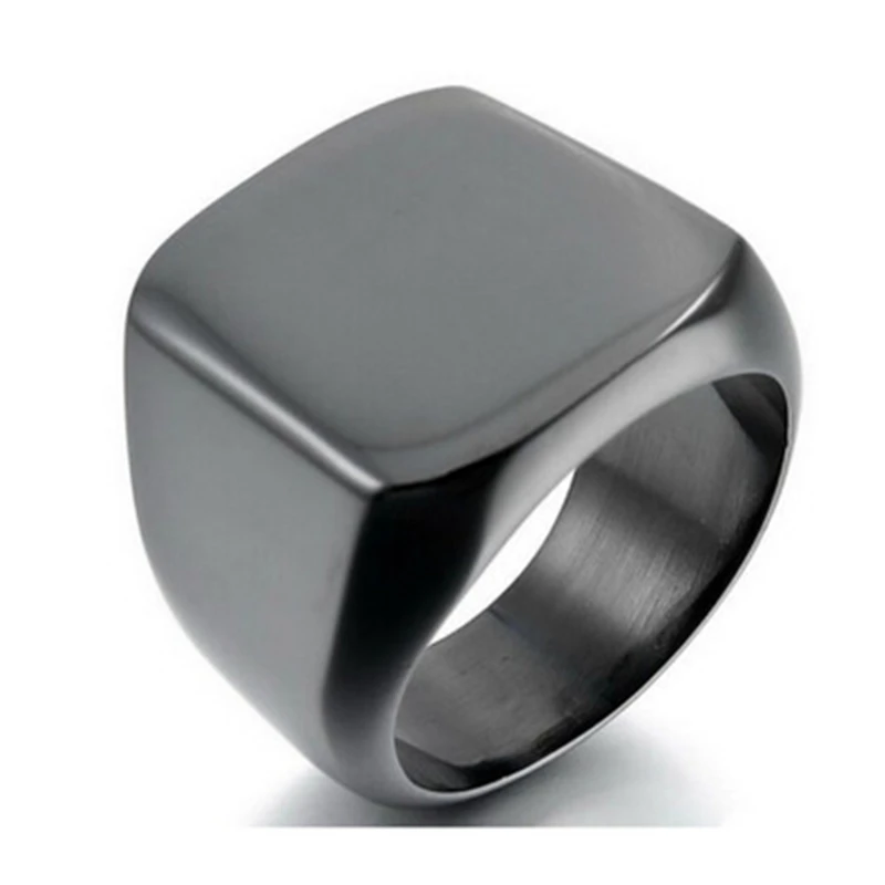 

Wholesale Classic Men's Stainless Steel Square Antique Silver Ring