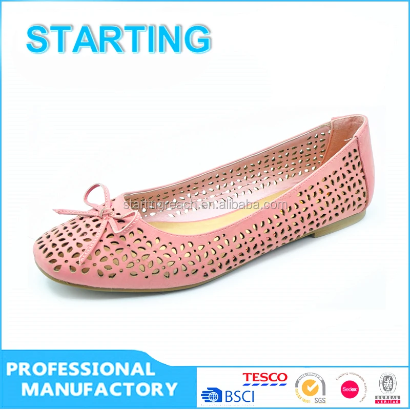 Latest design cheap shoes wholesale lady laser ballerina flat shoes with bow