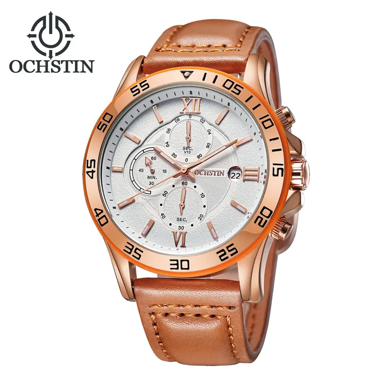 

OCHSTIN Sport Mens Watches Top Brand Luxury Male Leather Chronograph Quartz Military Wrist Watch Men Clock saat montre horloge