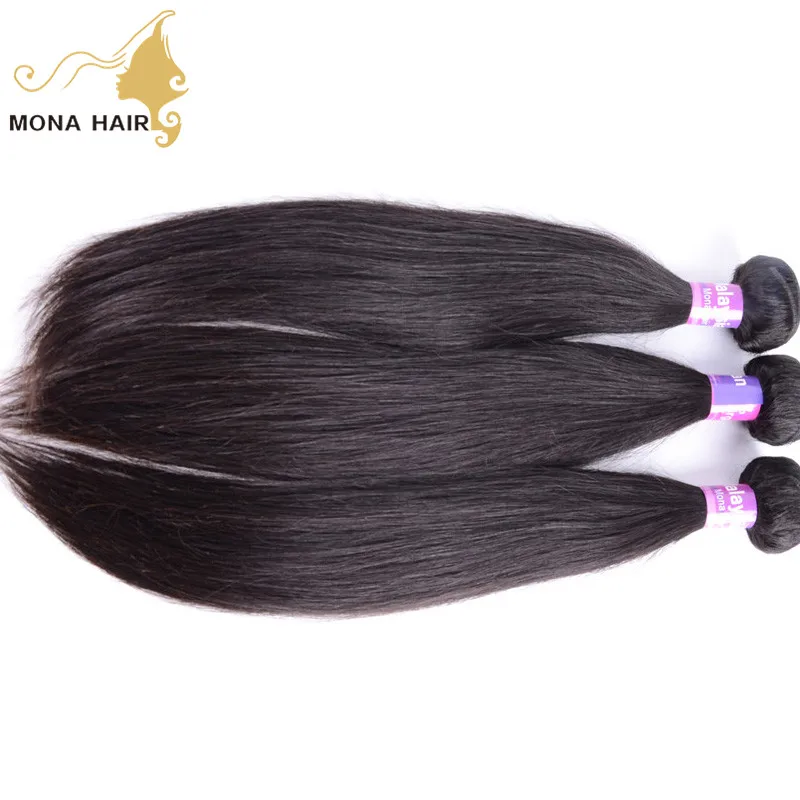 

Virgin Malaysian Hair 3 Bundles Mixed Length 10---30inch 100% Human Straight Hair Bundles, Color1b#(natural black);easy to be dyed any colored